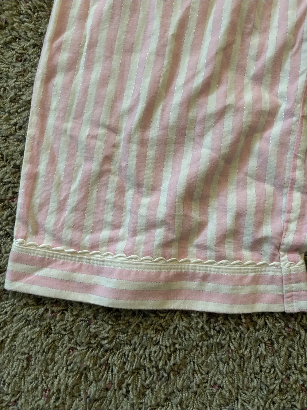 Victoria's Secret Pink White Striped Cotton Shimmer Pajama Set 2 PC Medium